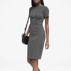 Banana Republic Black & White Pinstripe Sheath Dress – Size 4